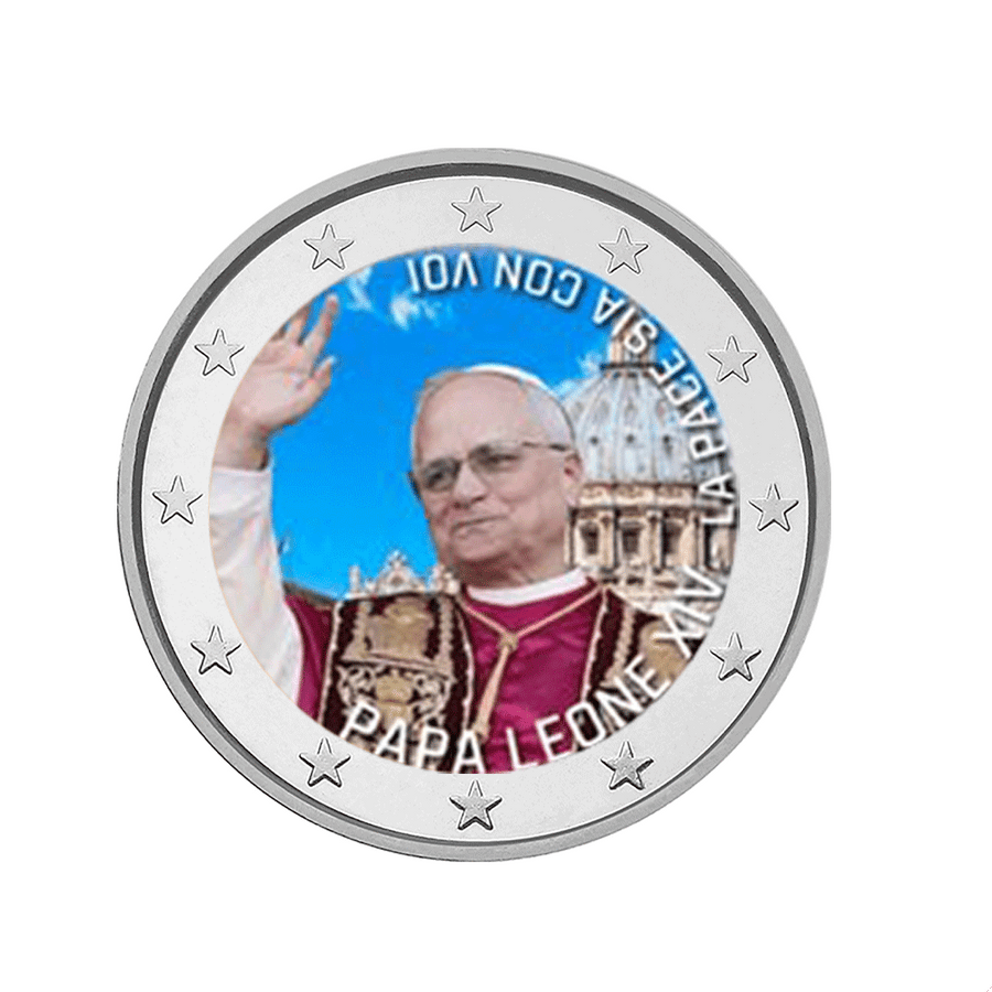 Pape Léon XIV - 2 Euro Commémorative - Colorisée #8