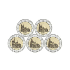 Lot de cinq pièces de 2 euros Allemagne 2011 Nordrhein-Westfalen, une par lettre d'atelier