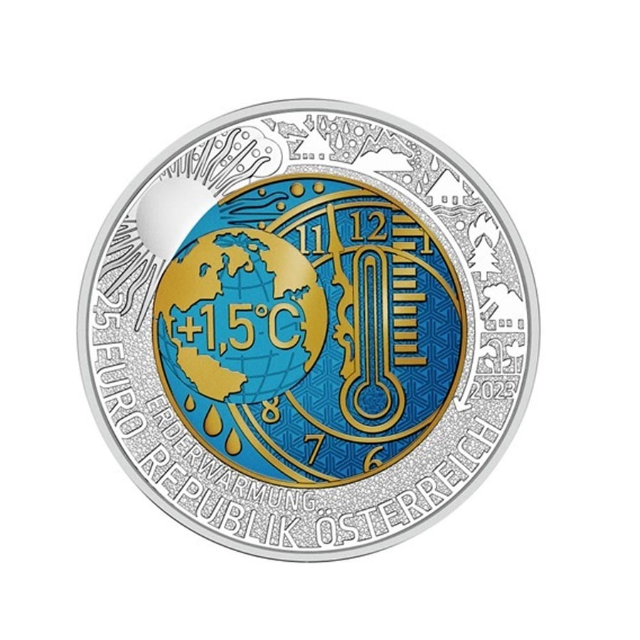 Aquecimento global - Áustria - 25 euros Dinheiro Niobium - 2023