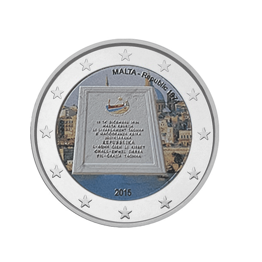 Malta 2015 - 2 Euro commemorative - Republic 1974 - Colorized