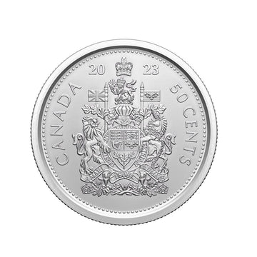 O reinado da rainha Elizabeth II - Moeda de 50 centavos - Canadá 2023