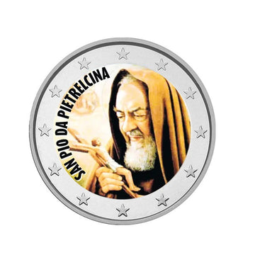2 EURO Comemorativo - San Pio da Pietrelcina - Colorizado