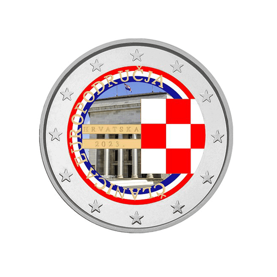 Croatie 2023 - 2 Euro Commémorative - Introduction de l'Euro - Colorisée
