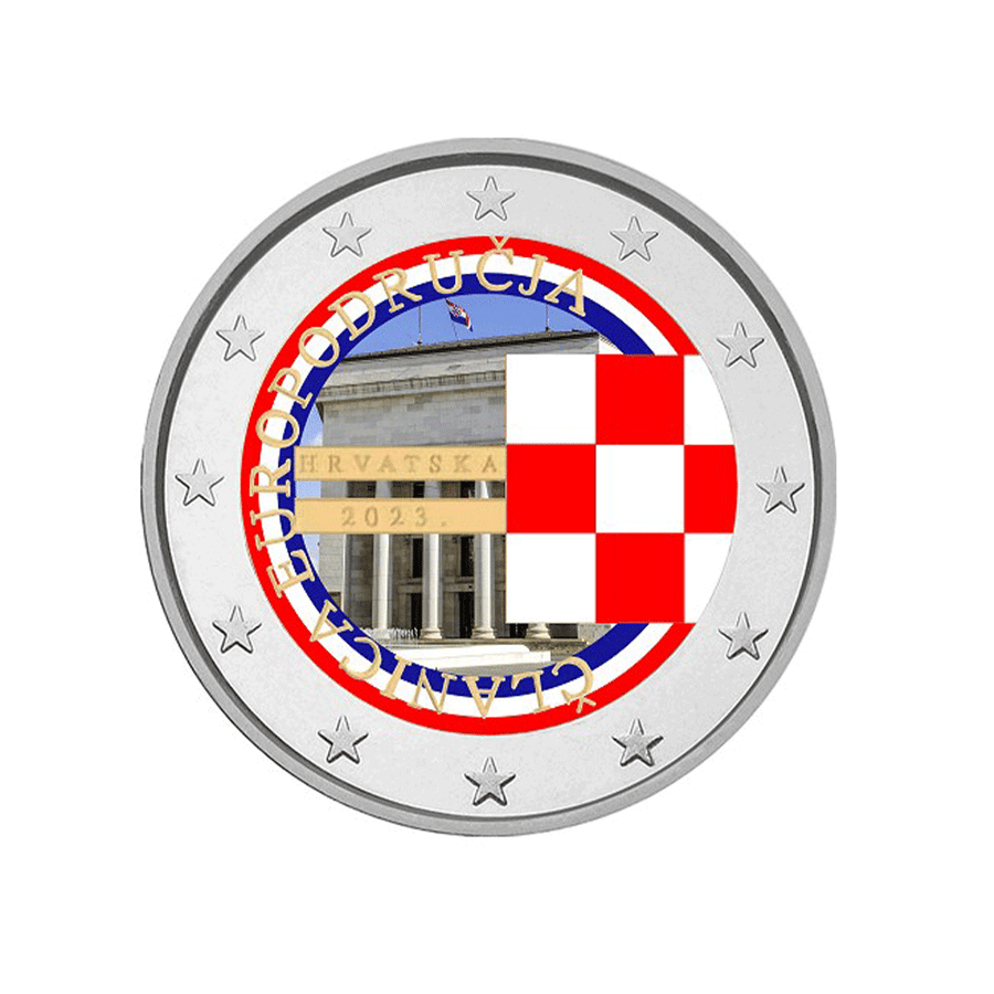 Croatie 2023 - 2 Euro Commémorative - Introduction de l'Euro - Colorisée