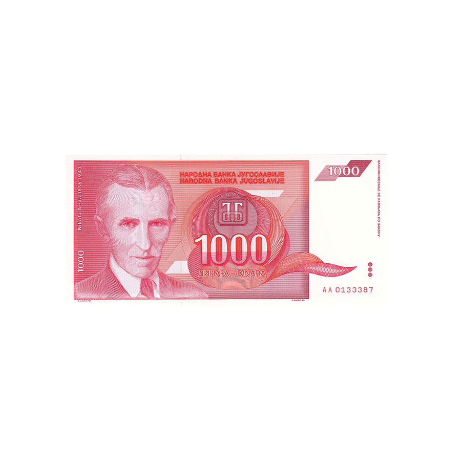 Yougoslavie - Billet de 1000 Dinars réformés - 1992