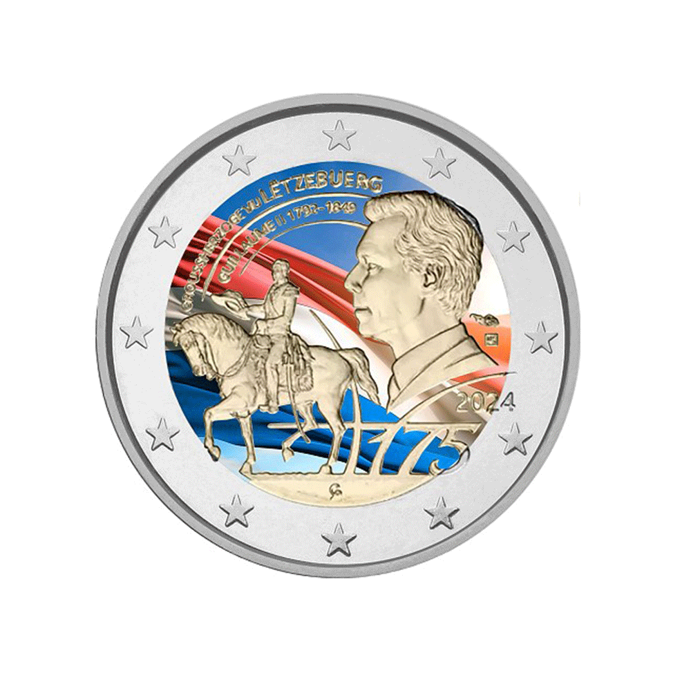 Luxembourg 2024 - 2 Euro Commémorative - 175è Anniversaire de la mort du Grand Duc Guillaume II - Colorisée