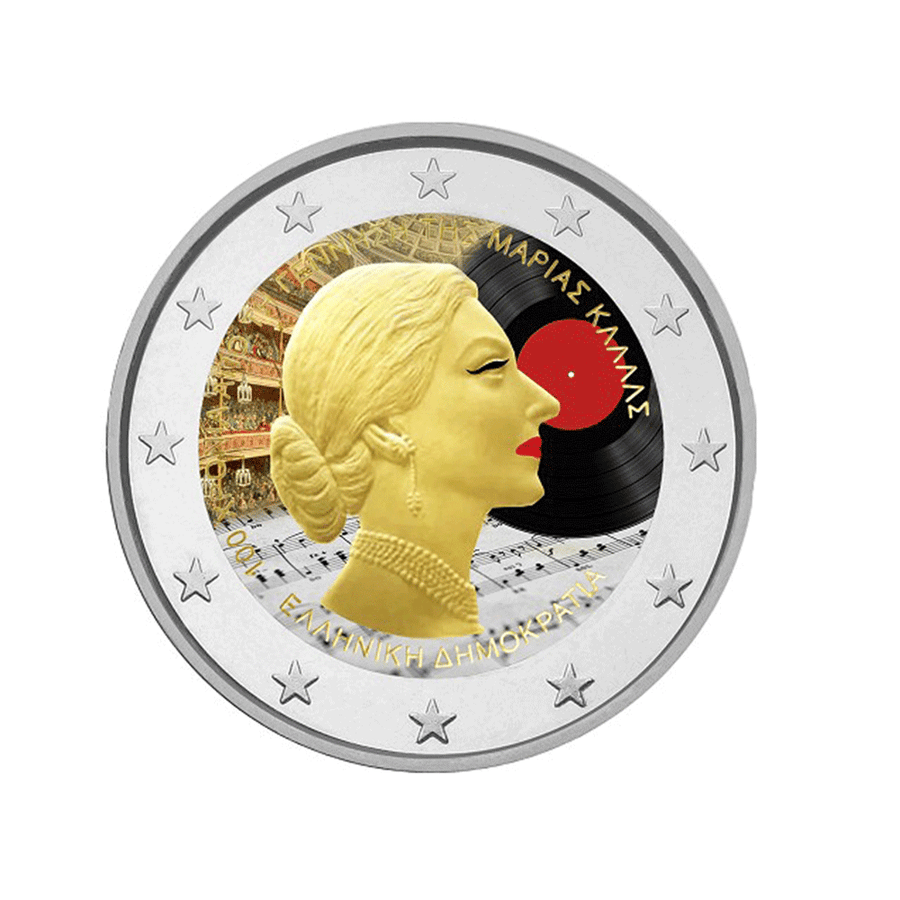 Grécia 2023 - 2 Euro Comemorativo - 100º aniversário do nascimento de Maria Callas - Colorido
