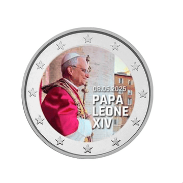 Pape Léon XIV - 2 Euro Commémorative - Colorisée