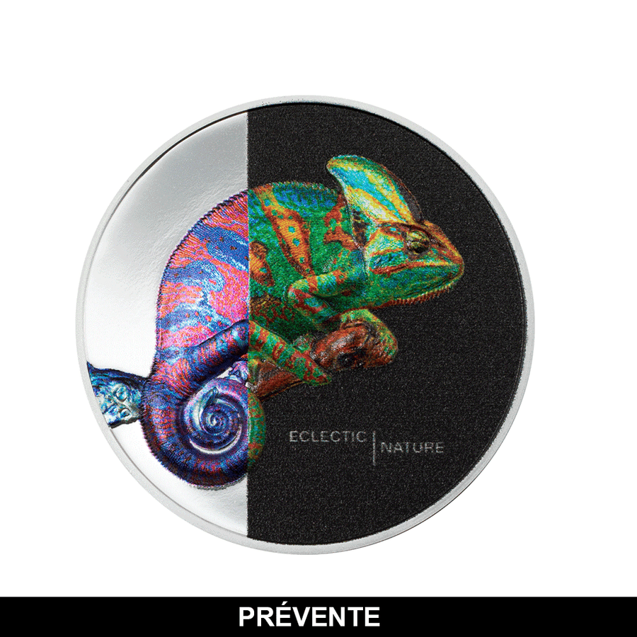 Eclectic Nature - Chameleon - Silver $ 5 currency - BE 2023