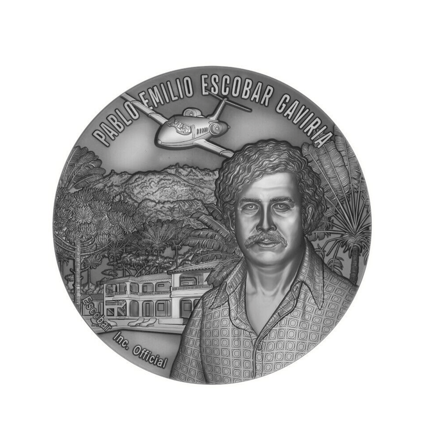 Pablo Escobar - Moeda de 1 milhão de besos 2 oz prata - seja 2023