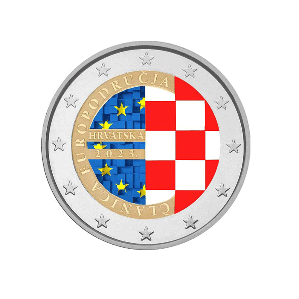 Kroatien 2023 - 2 Euro Gedenk - Einführung von Euro - farbig