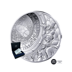 ⁣⁢Art de la Plume - Jules Verne - Stříbrná mince 10€ - Ze Země na Měsíc - Proof⁤⁣
