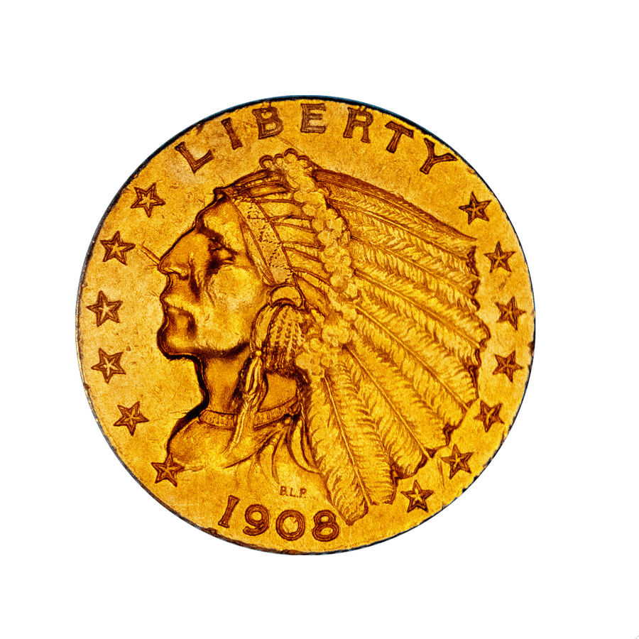 Monnaie ancienne en or « Monnaie de 2,5 Dollars Tête d’Indien »