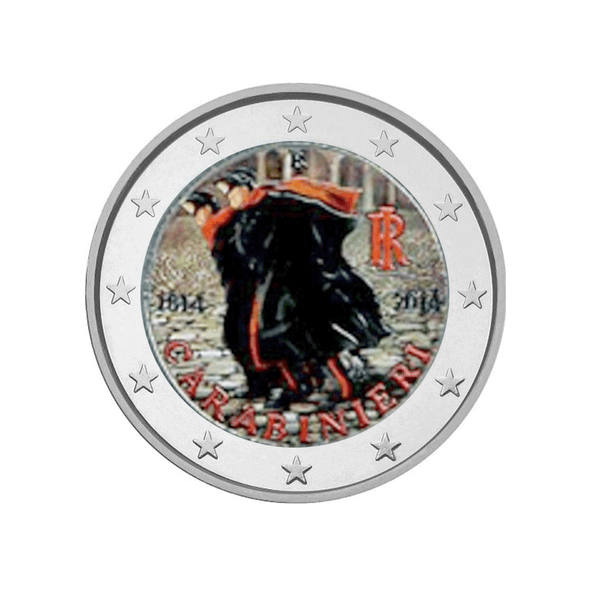 ⁣⁢Italien 2014 - 2 Euro Gedenkmünze - 200. Jahrestag der Carabinieri - Koloriert⁤⁣