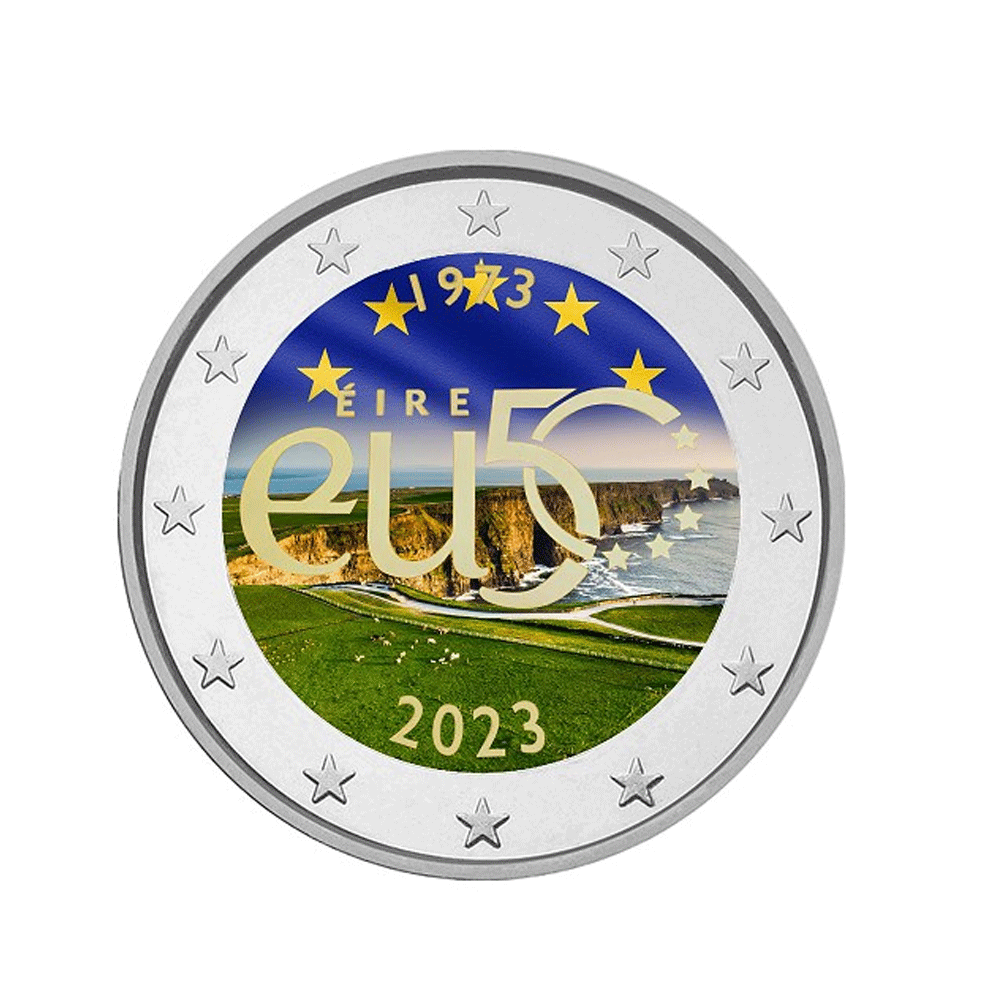 Irlande 2023 - 2 Euro Commémorative - 50è Anniversaire de l'adhésion à l'UE - Colorisée