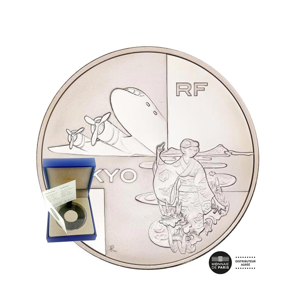 Voyage Around the World - Flight Paris -tokyo - valuta di 1,5 euro d'argento - BE 2003