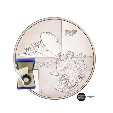 Reise auf der ganzen Welt - Flug Paris - Tokyo - Währung von 1,5 Euro Silber - sein 2003