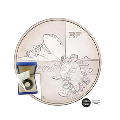 ⁣⁢Rejse Jorden Rundt - Flyvning Paris-Tokyo - 1,5 Euro Sølvmønt - Proof 2003⁤⁣