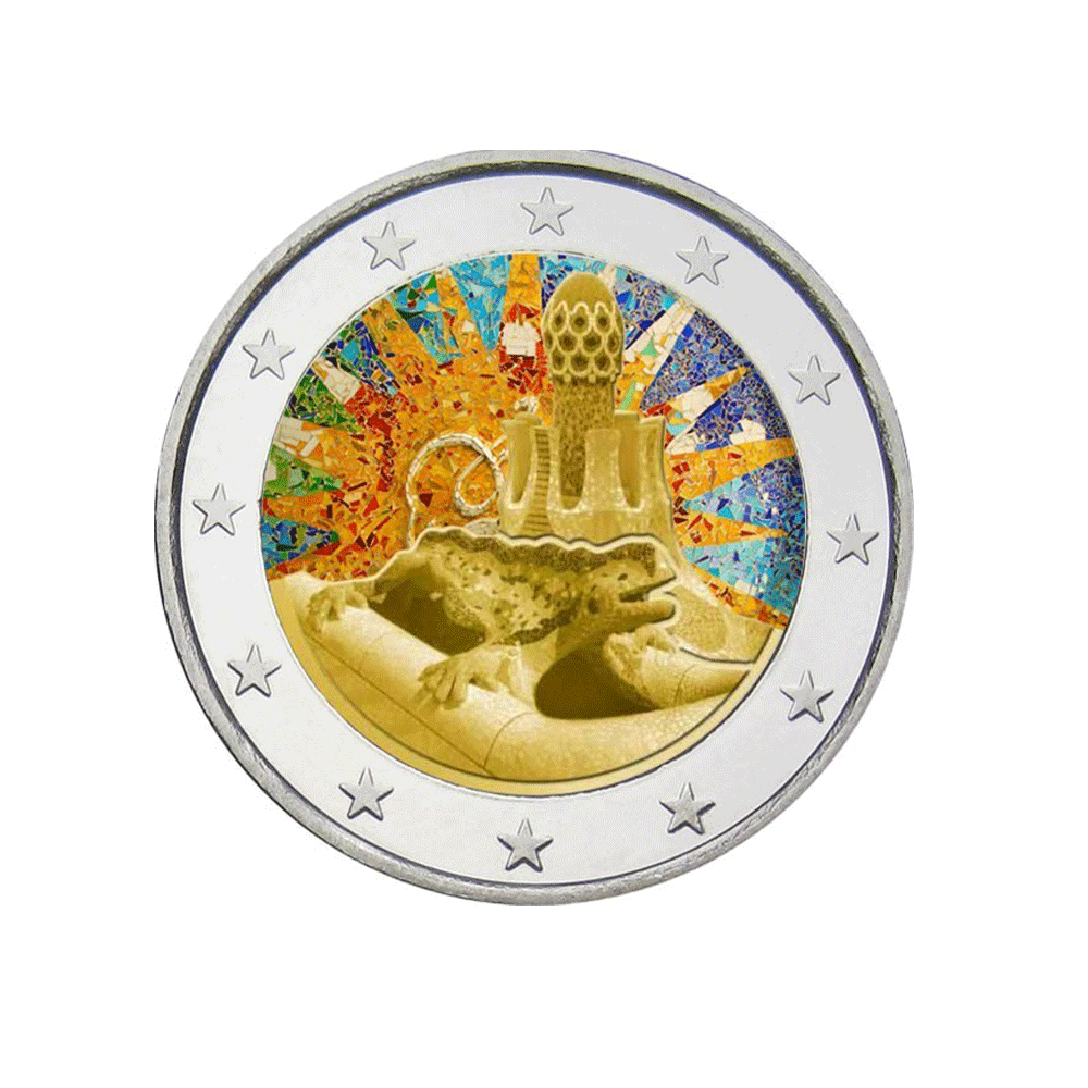 Espagne 2014 - 2 Euro Commémorative - Parc Güell - Colorisée