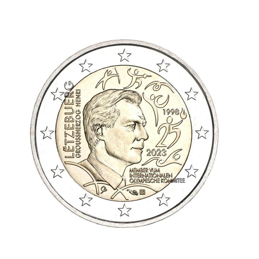 Luxemburgo 2023 - 2 Euro comemorativo - 25º aniversário da admissão do Grand Duke Henri como membro do COI