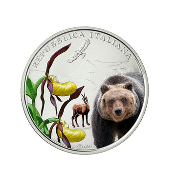 100 -jähriges Jubiläum des Abruzzes Nationalpark - 5 Euro -Währung - Eckblume 2023
