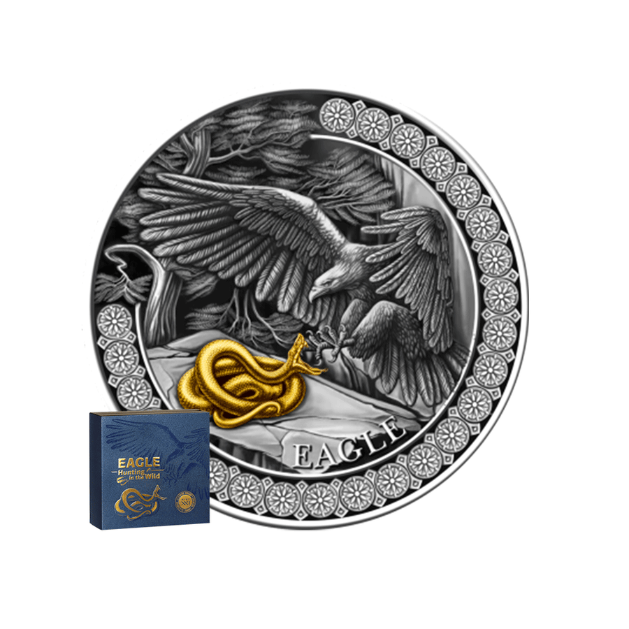 Hunting in the Wild - Eagle - Monnaie de 10 Cedis Argent - Antique Finish 2023