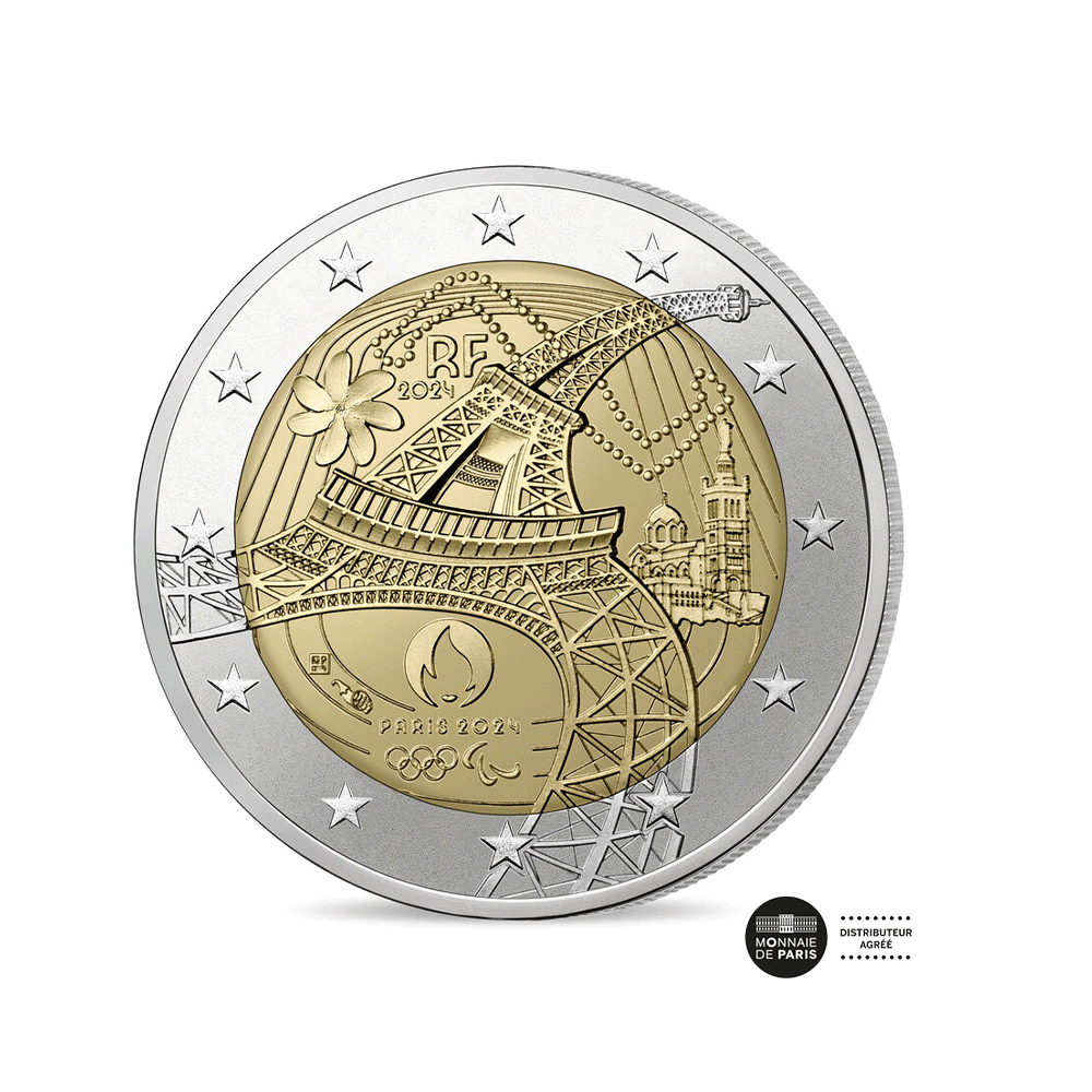 Jeux Olympiques de Paris 2024 - Monnaie de 2€ Commémorative - BE polissage inversé