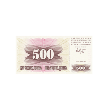 Bosnie-Herzégovine - Billet de 500 Dinars - 1992
