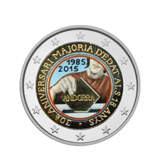 Andorre 2015 - 2 Euro Commémorative - Majorité à 18 ans - Colorisée