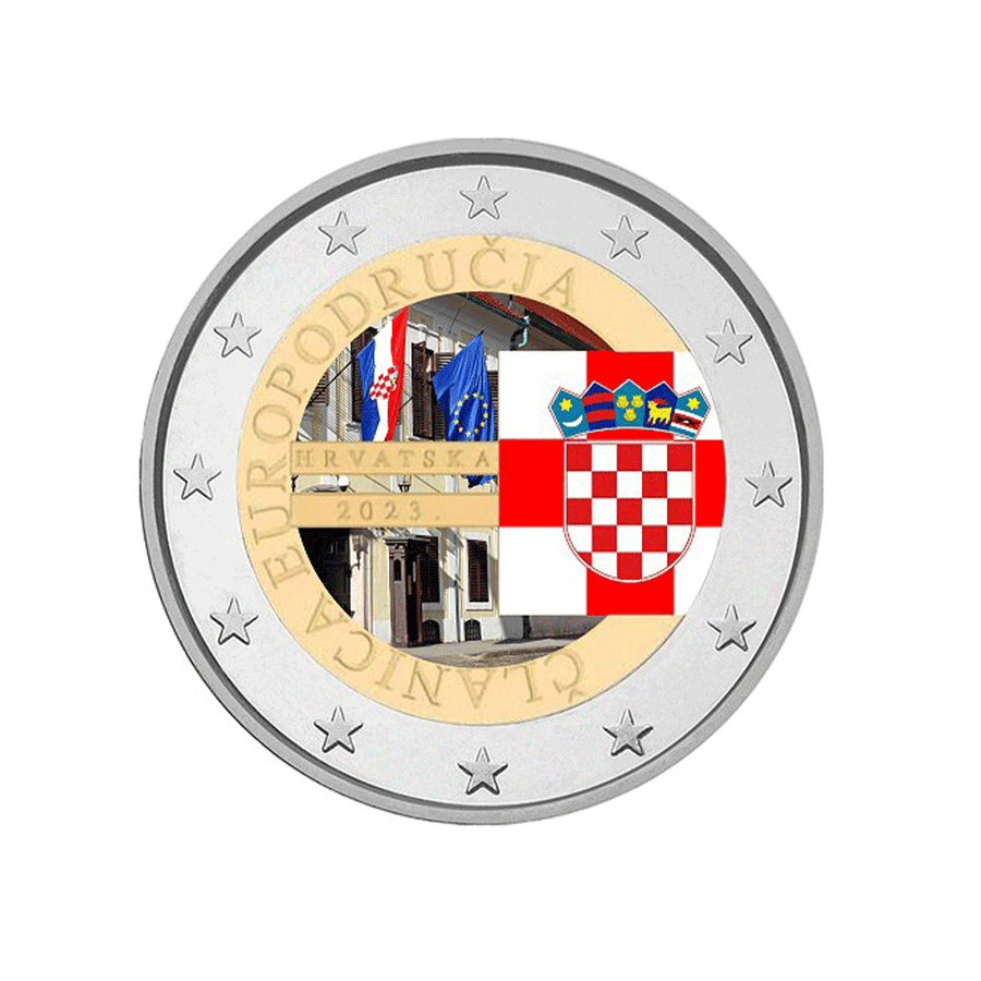 Croatie 2023 - 2 Euro Commémorative - Introduction de l'Euro - Colorisée