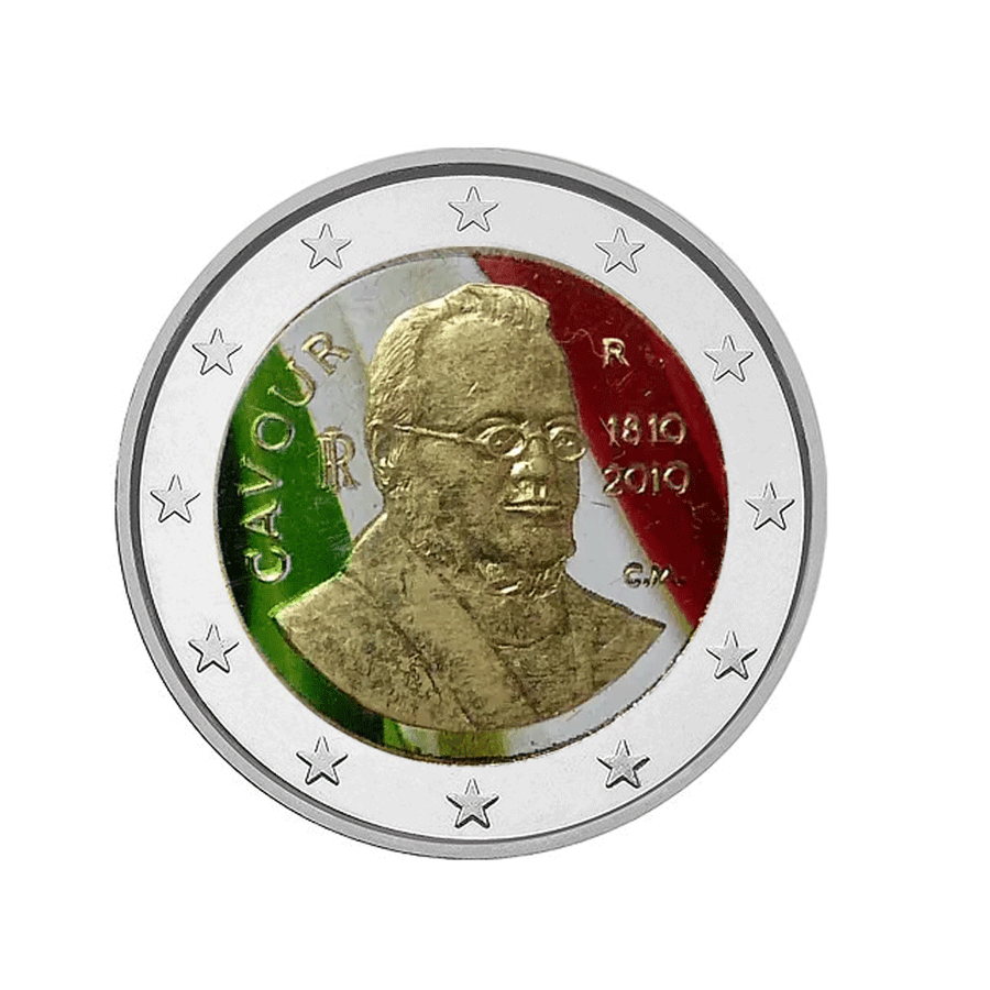 Italie 2010 - 2 Euro Commémorative - 200ème anniversaire de Camillo Benso, comte de Cavour - Colorisée