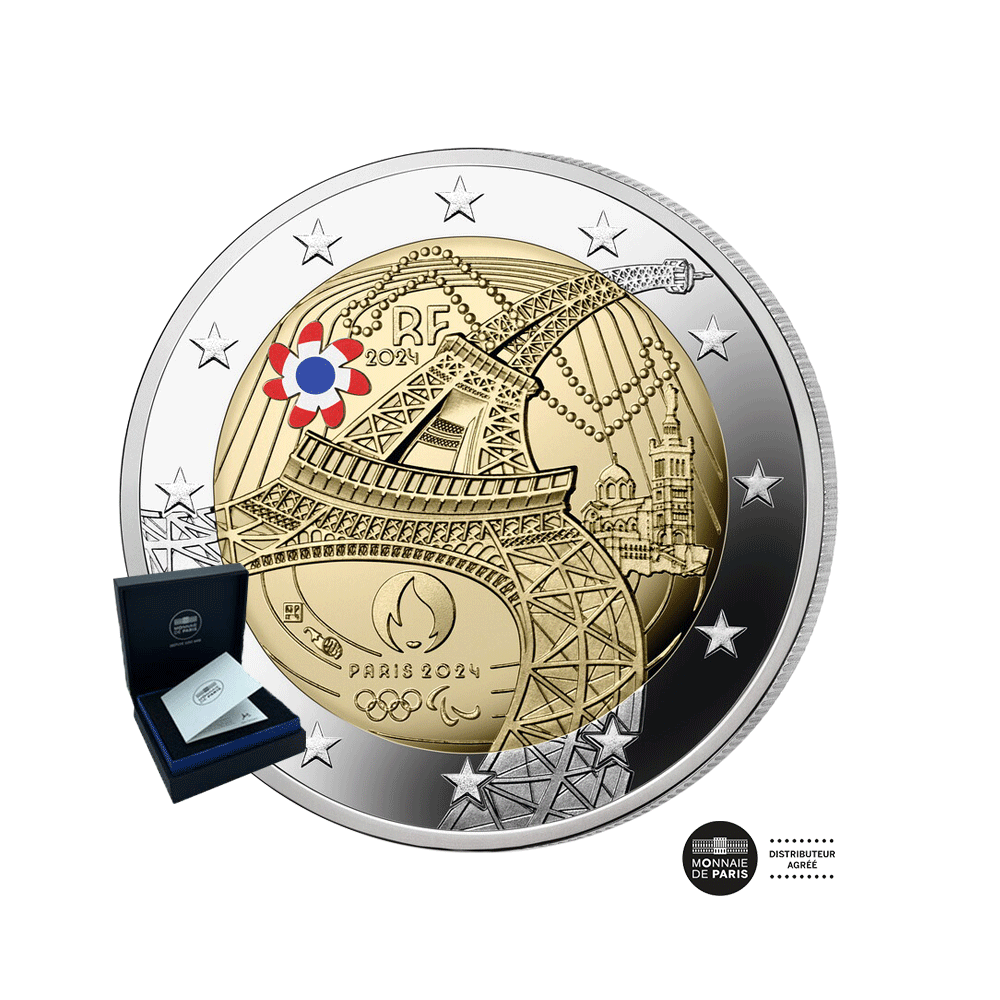 Jeux Olympiques de Paris 2024 - Monnaie de 2€ Commémorative - BE colorisée