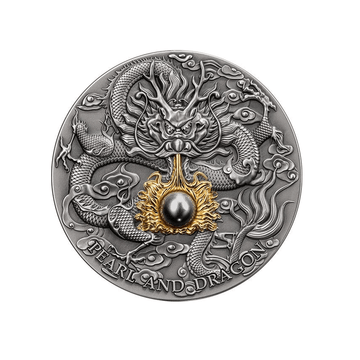 Black Pearl and Dragon - Monnaie de 5 Dollars Argent - Antique Finish 2023