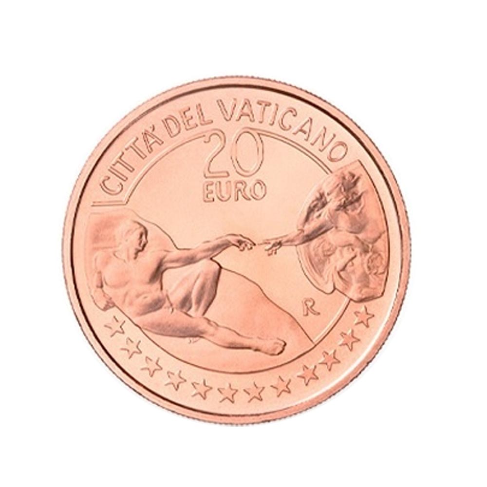 Die Schaffung von Adam, Michelangelo - Minze von 20 € - Vatikan 2023