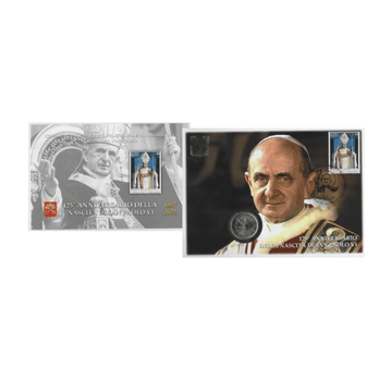 Vatican 2022 - Enveloppe numismatique - 125è Anniversaire de la naissance de Saint Paul VI - Lot de 1 pièce et 2 timbres