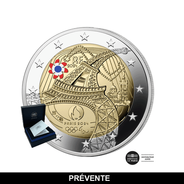 Jeux Olympiques de Paris 2024 - Monnaie de 2€ Commémorative - BE colorisée et polissage inversé