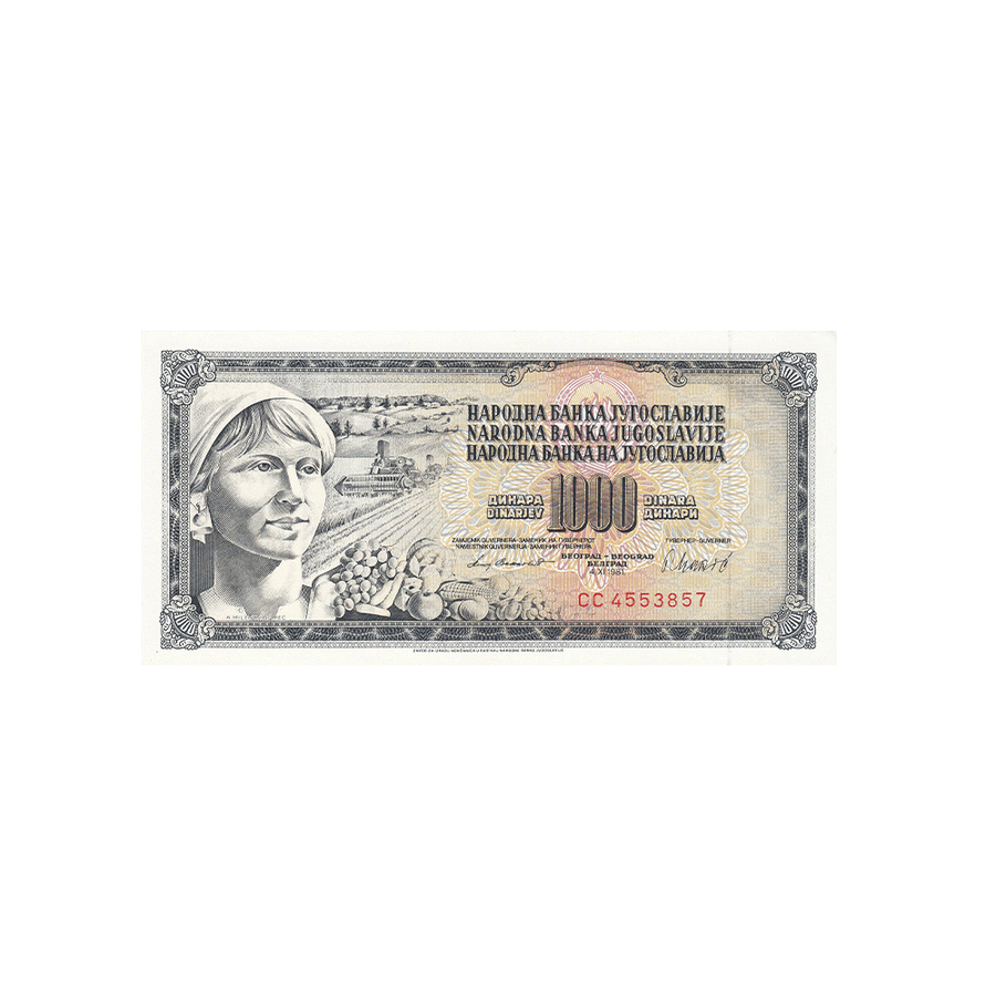 Yougoslavie - Billet de 1000 Dinars - 1974 - 1981