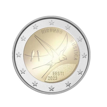 Estônia 2023 - 2 euros comemorativa - a andorinha rústica, o pássaro nacional