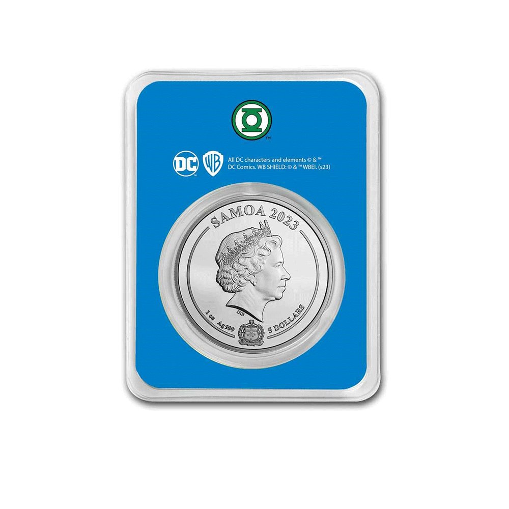Green Lantern - Monnaie de 5 Dollars 1 Oz Argent - BU 2023 - Colorisée