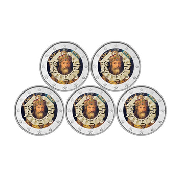 Germany 2023 - 2 euro commemorative - lot of 5 workshops - Charlemagne - Colorized #2