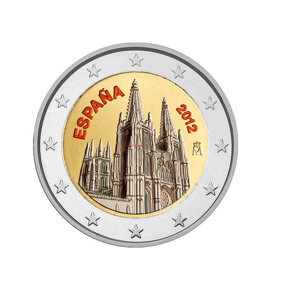 Espanha 2012 - 2 Euro comemorativo - Catedral de Burgos - Colorizada