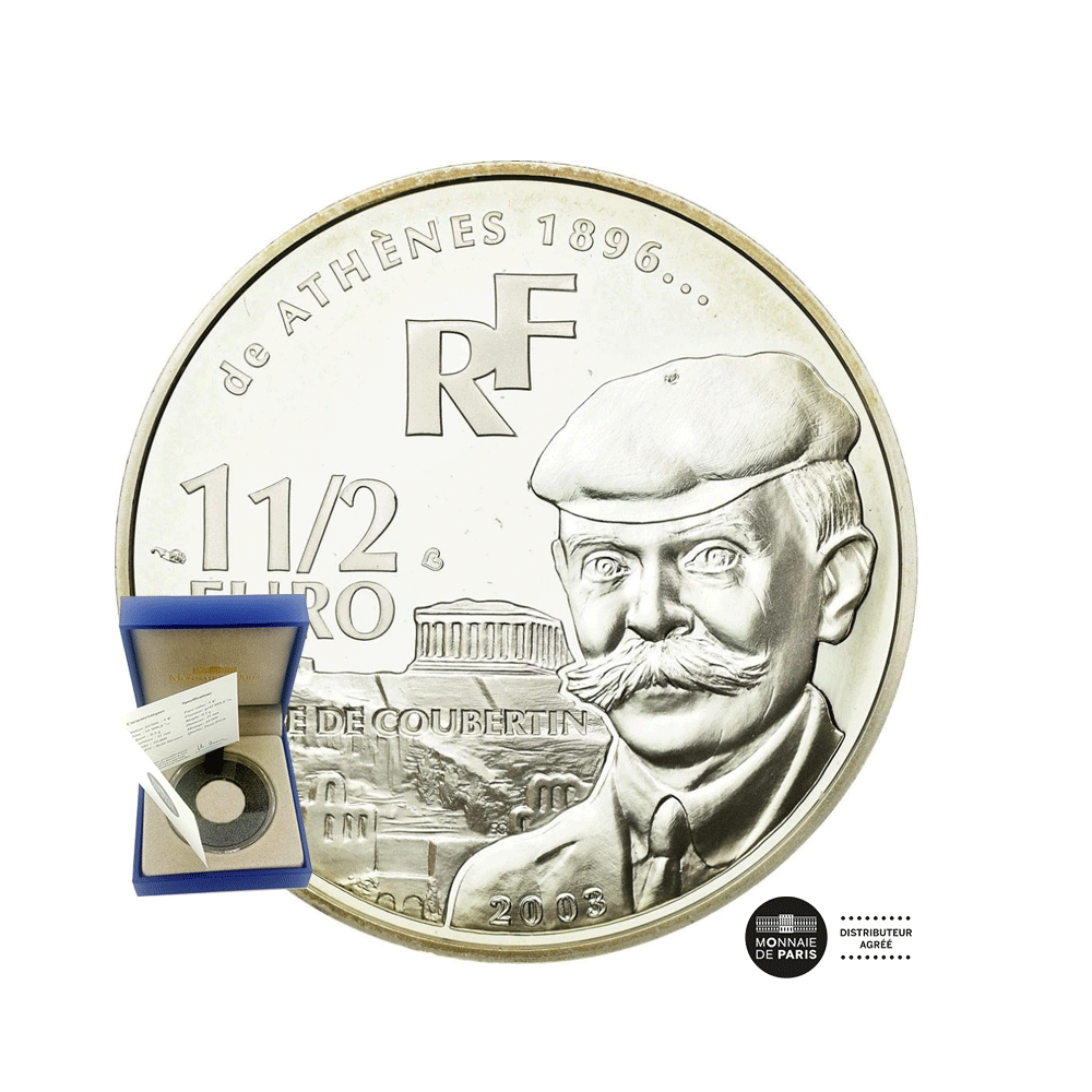 De Athènes 1896 à Athènes en 2004 - Monnaie de 1,50€ Argent - BE 2003