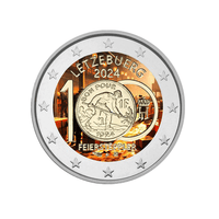 Luxembourg 2024 - 2 Euro Commémorative - 100 ans de l'introduction des pièces en Francs Luxembourgeois représentant le "Feierstëppler" - Colorisée