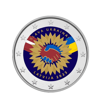 Latvia 2023 - 2 euro commemorative - a sunflower for Ukraine