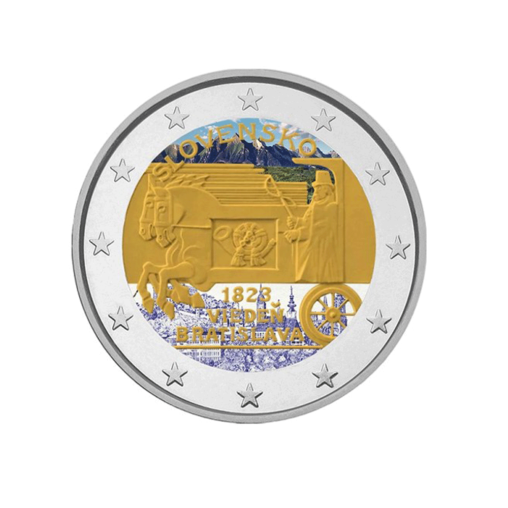 Slovaquie 2023 - 2 Euro Commémorative - 200 ans de la voie postale à cheval Vienne-Bratislava - Colorisée