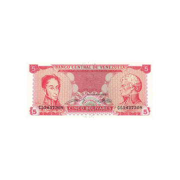 Venezuela - Billet de 5 Bolivares - 1989