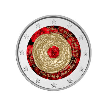 Portugal 2024 - 2 Euro Commémorative - 50 ans de la Révolution des Œillets - Colorisée