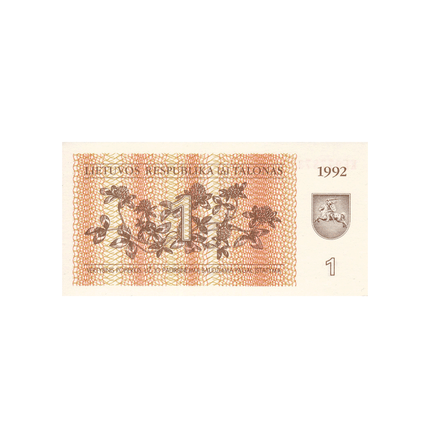 Lituanie - Billet de 1 talonas - 1992