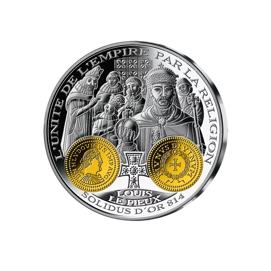 Frappe en Argent pur - 2000 ans d'histoire monétaire française - Solidus d'Or Louis Le Pieux