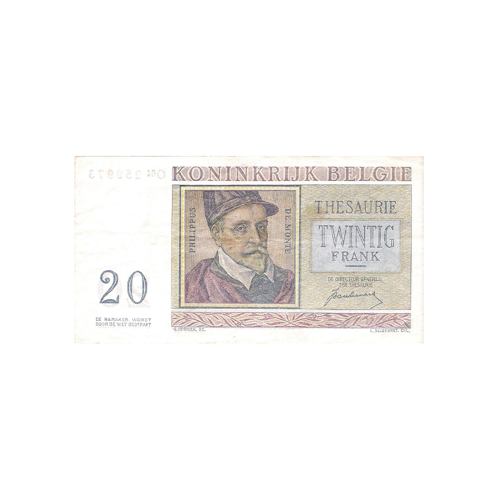 Belgique - Billet de 20 Francs - 1950-1956